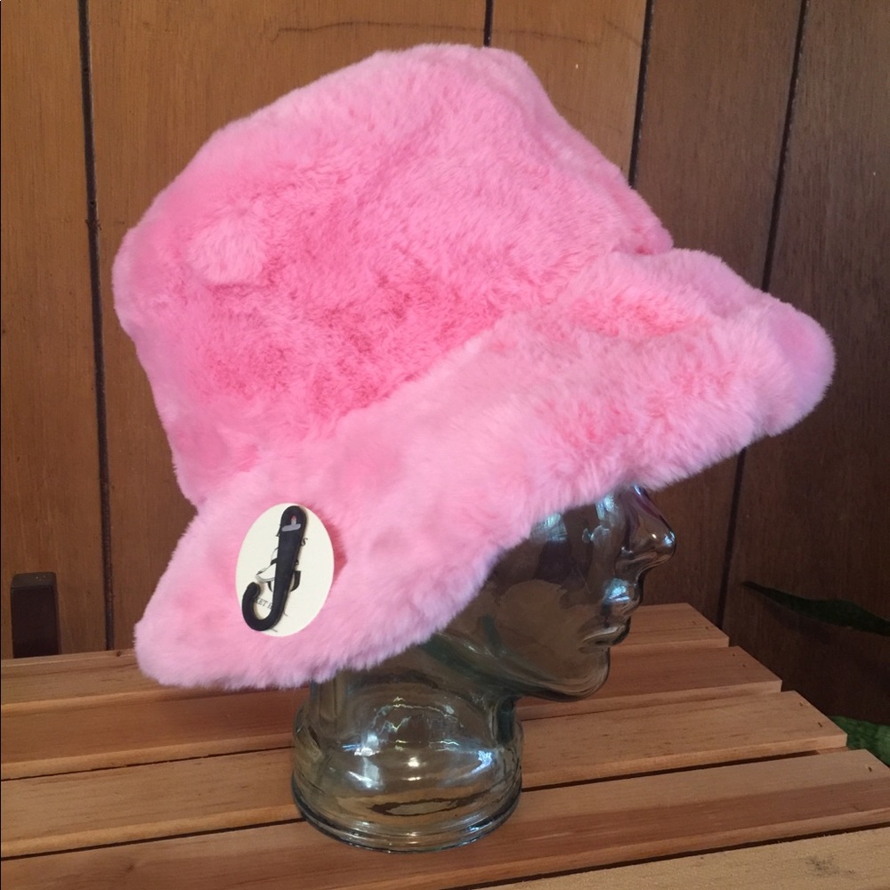 Powder Pink Faux Fur Bucket Hat - Picture 6 of 11